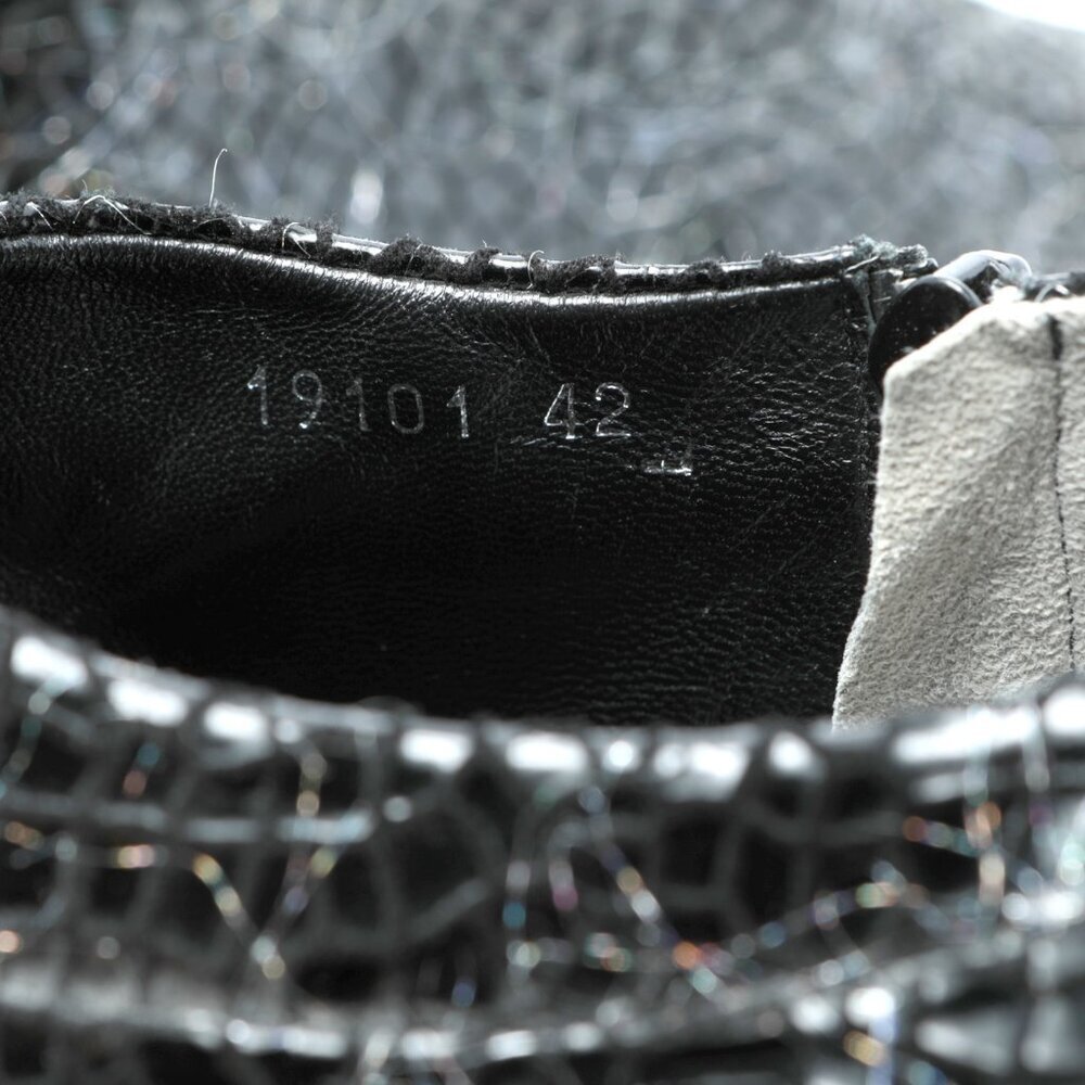 Ron White Leather Patent Ankle Shoe Shootie Black Reptile Eyelash Holographic 42 - Picture 4 of 13